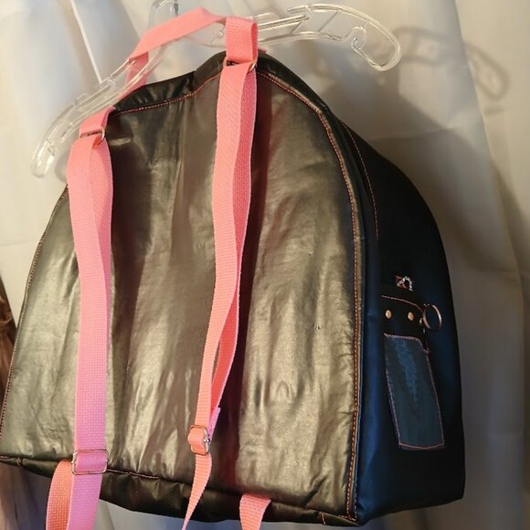 New Repurposed Anonymous Hoodie Backpack Black Bright Pink studded Oversized Bag - Picture 9 of 13